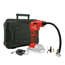 Load image into Gallery viewer, Sun Joe 24V-AJC-LTE-RED 24-Volt iON+ Cordless Portable Air Compressor Kit | W/ 2.0-Ah Battery, Charger, Storage Bag, and Nozzle Adapters (Red)