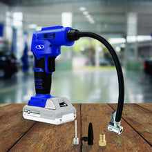 Load image into Gallery viewer, Sun Joe 24V-AJC-LTE-SJB-RM 24-Volt iON+ Cordless Portable Air Compressor Kit with Nozzle Adapters, Automatic Digital Pressure Gauge, Built-in LED Light & Case, and 2.0-Ah Battery and Charger (Blue) (Certified Refurbished)