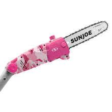 Load image into Gallery viewer, Sun Joe SWJ803E-PCM Electric Multi-Angle Pole Chain Saw | 10 inch | 8.0 Amp (Pink Camo)