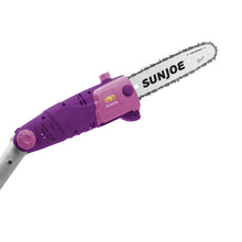 Load image into Gallery viewer, Sun Joe SWJ803E-PRP-RM Electric Multi-Angle Pole Chain Saw | 10 inch | 8.0 Amp | Purple (Certified Refurbished)