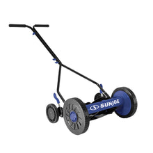 Load image into Gallery viewer, Sun Joe MJ503M-SJB Manual Reel Mower | 14-Inch | Quad Wheel | 9-Position (Blue)