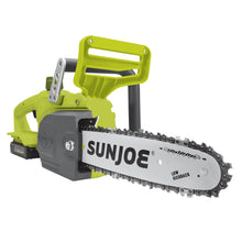Load image into Gallery viewer, Sun Joe 20ViON-CS10-SJG 20-Volt iON Lithium Ion Chainsaw Kit | 10-Inch | W/ 2.0-Ah Battery and Charger
