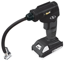 Load image into Gallery viewer, Sun Joe 24V-AJC-LTW-BLK 24-Volt iON+ Cordless Portable Air Comporessor Kit | W/ 1.3-Ah Battery, Charger, Storage Bag, and Nozzle Adapters (Black)
